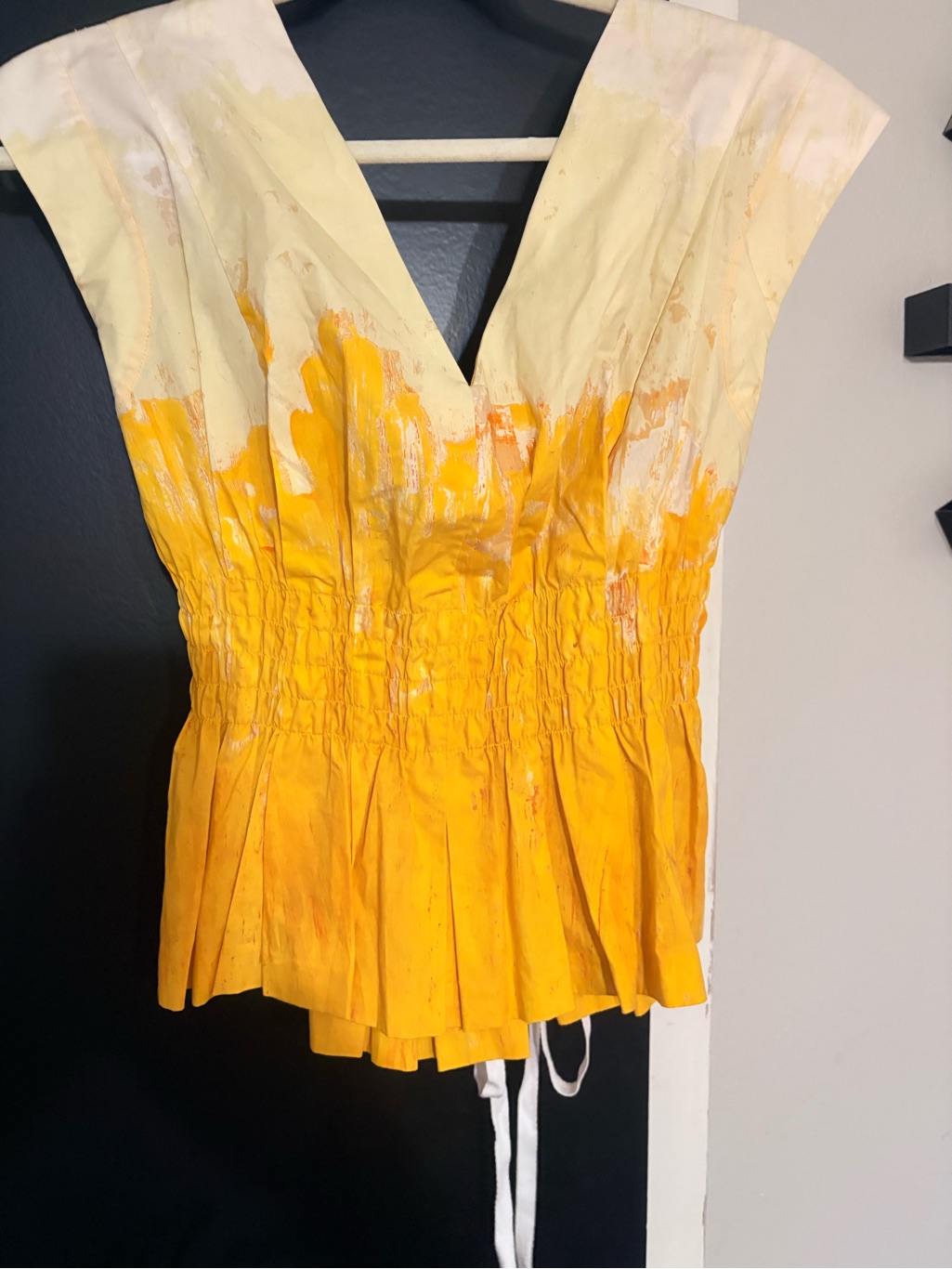 Hope For Flowers By Tracy Reese Yellow And Cream Painted Pleated Blouse, Size M